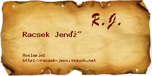 Racsek Jenő névjegykártya
